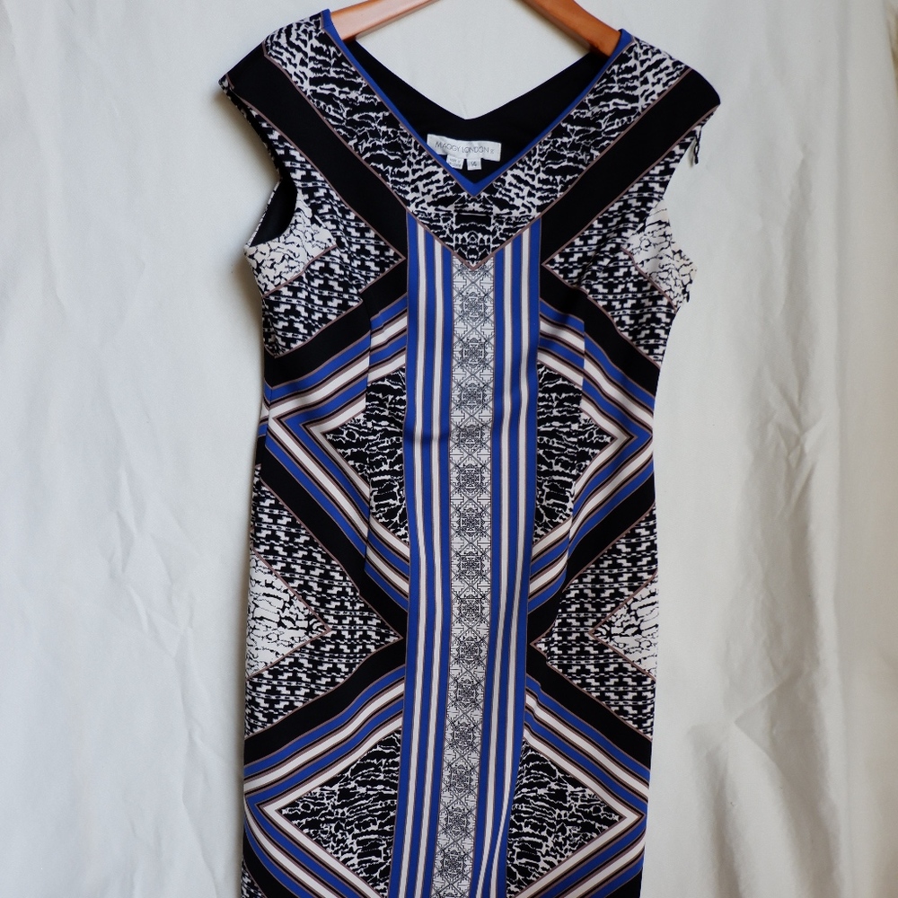 Maggy London BodyCon Dress Tribal Pattern Scuba